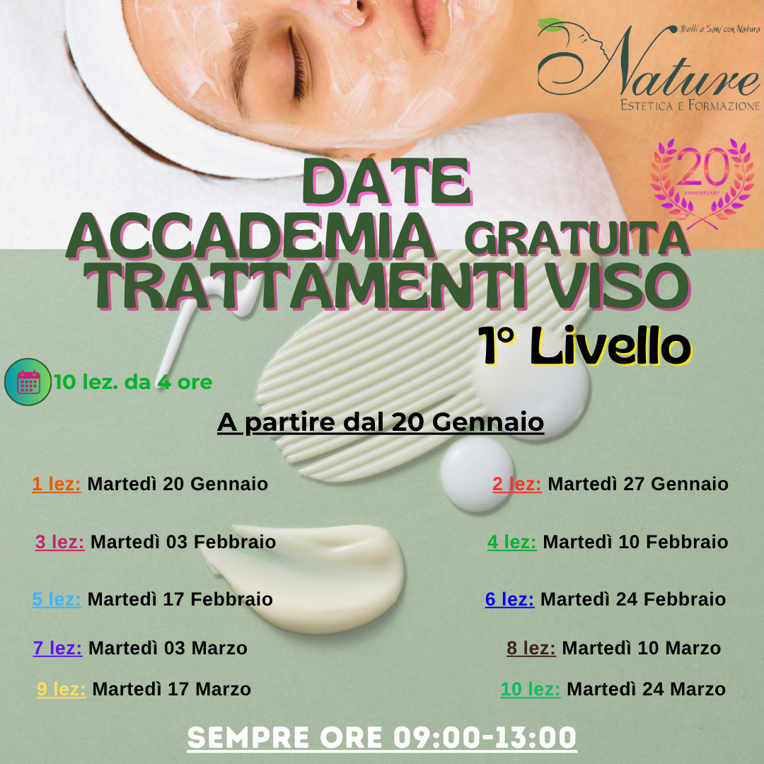ACCADEMIA TRATTAMENTI VISO 1° LIVELLO GRATUITA